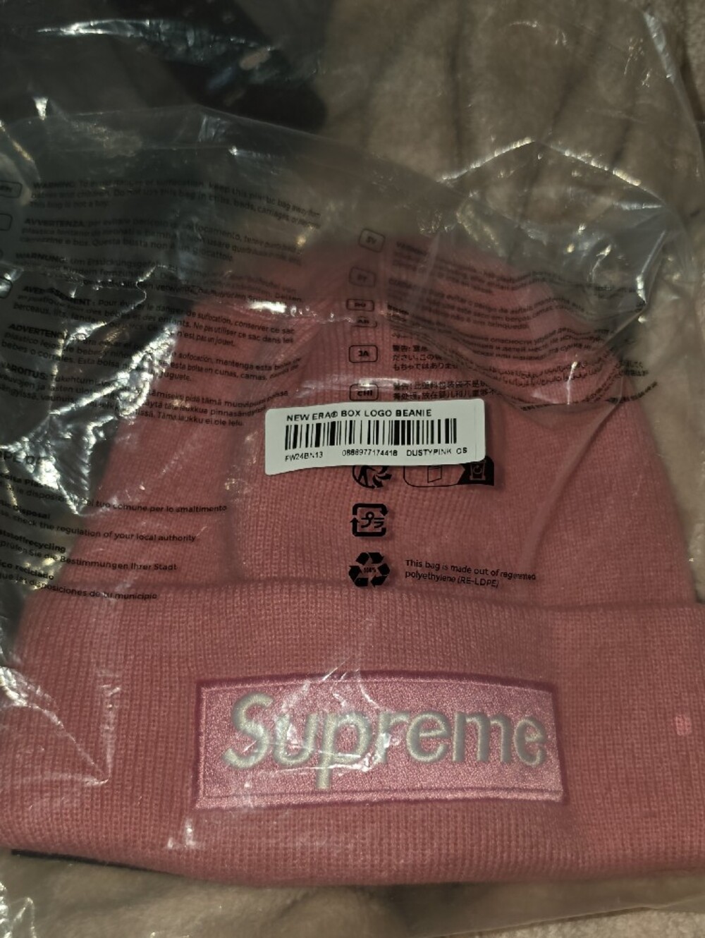 Supreme Pink Box Logo Cuffed Beanie - Solid Rose Tone